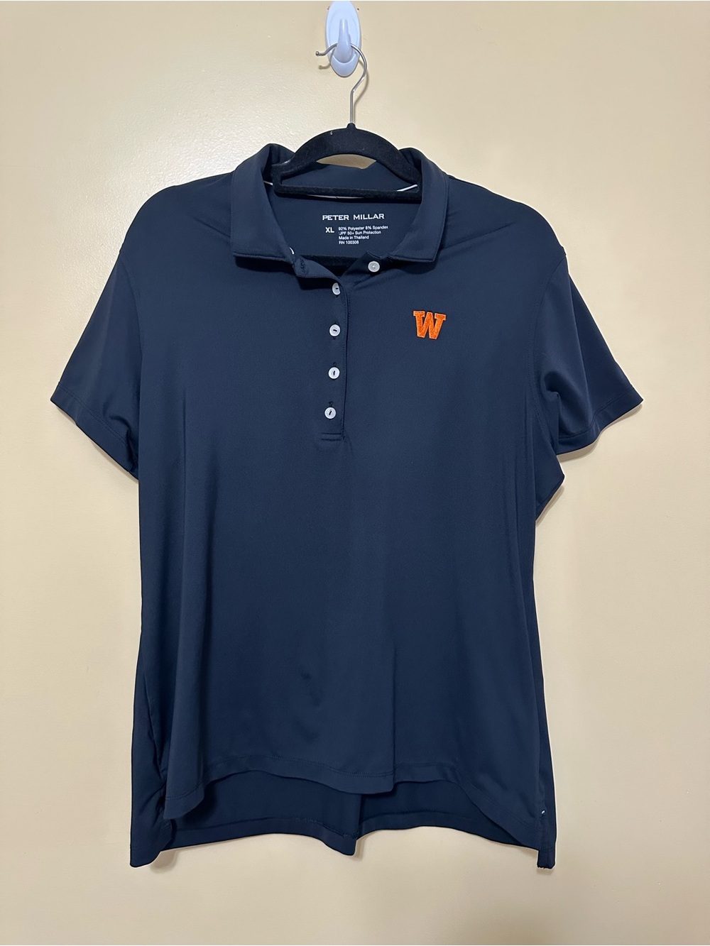 Peter Millar Solid Performance Jersey Polo Wheaton College Women XL Black